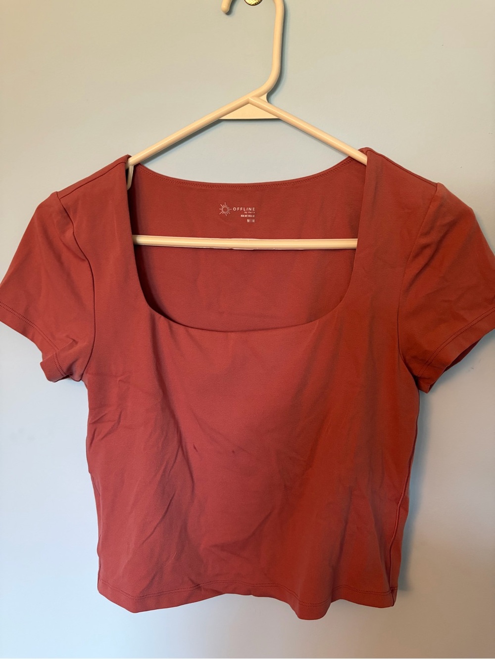 aerie Square Neck Crop Top in Rust
